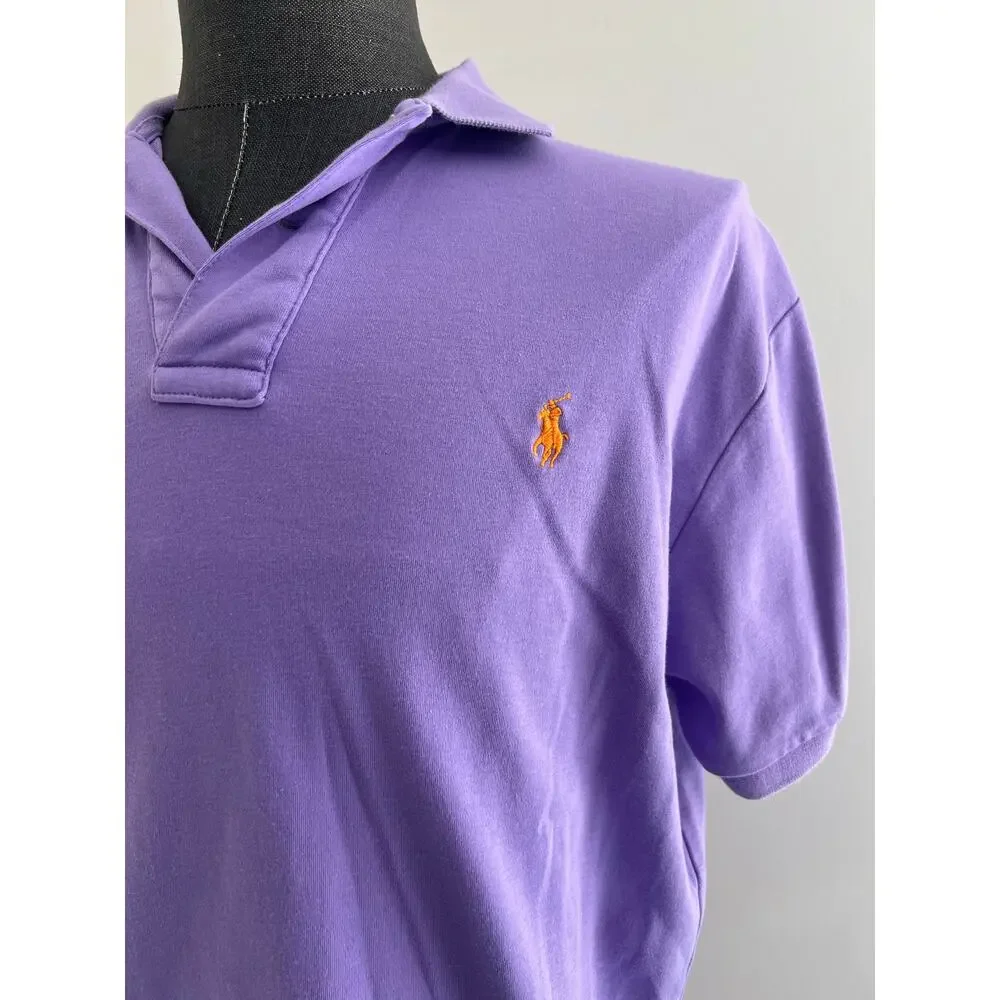 Polo Ralph Lauren 100% Soft Cotton Collared Shirt Purple Orange Size Medium SG